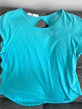 C&C California Teal Short-Sleeve Keyhole Top